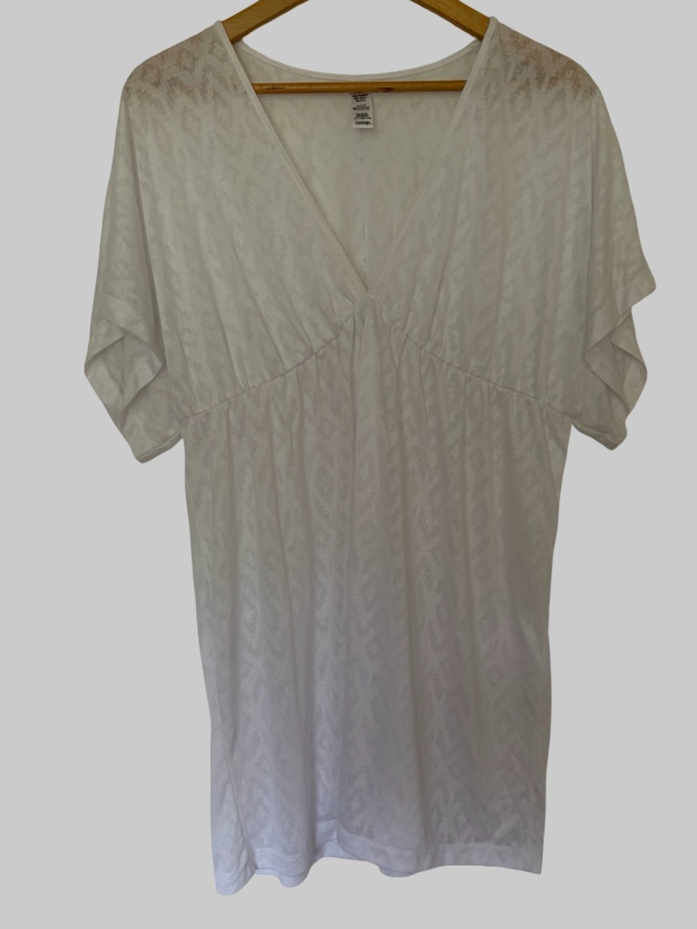 George White V-Neck Lightweight Beach Summer Swimsuit Coverup-Sz-1X